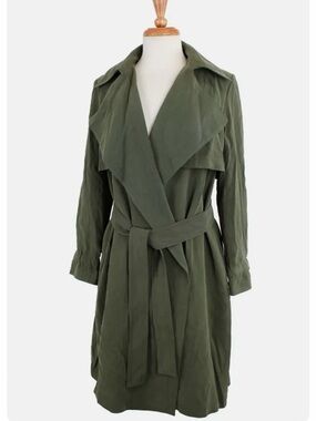 Club Monaco Olive Green Trench Coat with Tie Belt Size XS